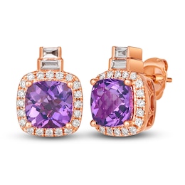 Le Vian Natural Amethyst Earrings 3/8 ct tw Diamonds 14K Strawberry Gold