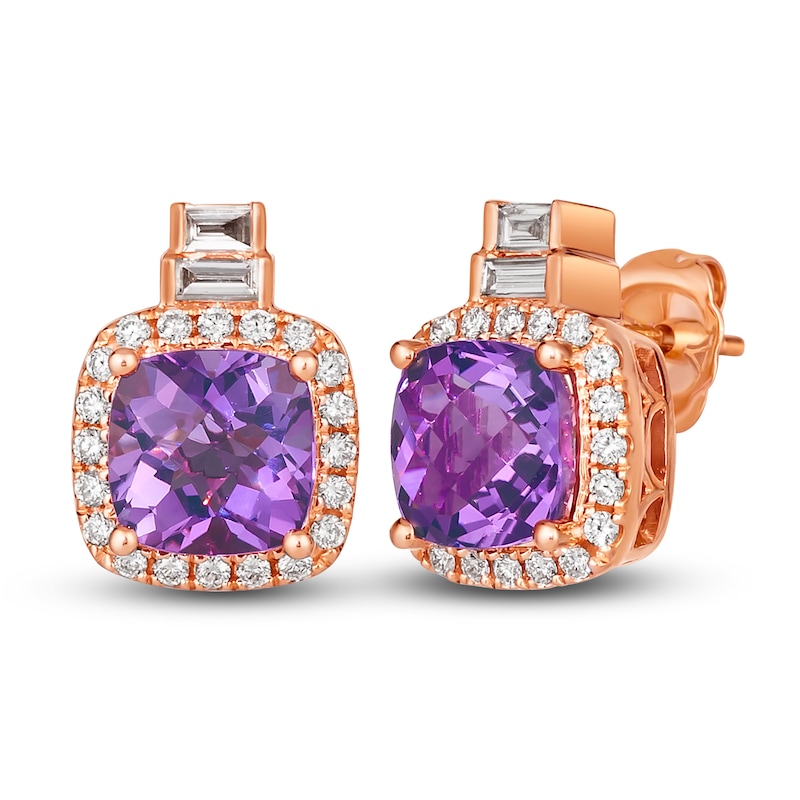 Main Image 1 of Le Vian Natural Amethyst Earrings 3/8 ct tw Diamonds 14K Strawberry Gold