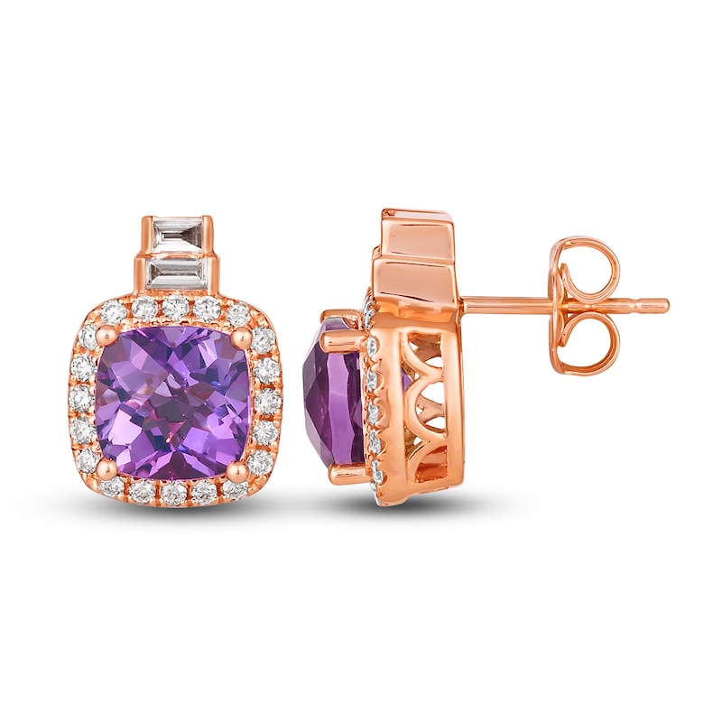 Main Image 2 of Le Vian Natural Amethyst Earrings 3/8 ct tw Diamonds 14K Strawberry Gold