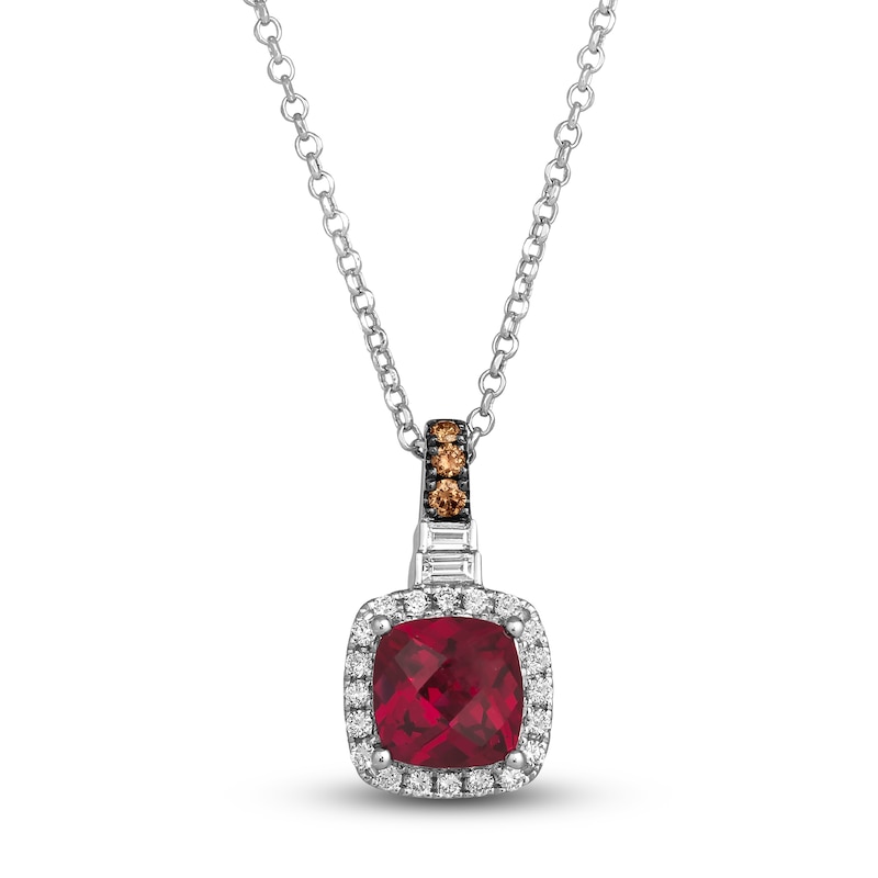 Le Vian Natural Rhodolite Garnet Pendant Necklace 1/3 ct tw Diamonds 14K Vanilla Gold