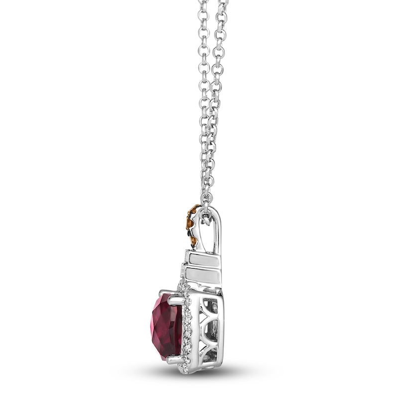 Main Image 2 of Le Vian Natural Rhodolite Garnet Pendant Necklace 1/3 ct tw Diamonds 14K Vanilla Gold