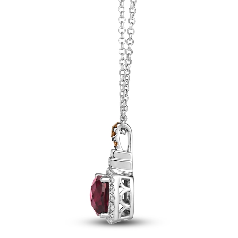 Le Vian Natural Rhodolite Garnet Pendant Necklace 1/3 ct tw Diamonds 14K Vanilla Gold