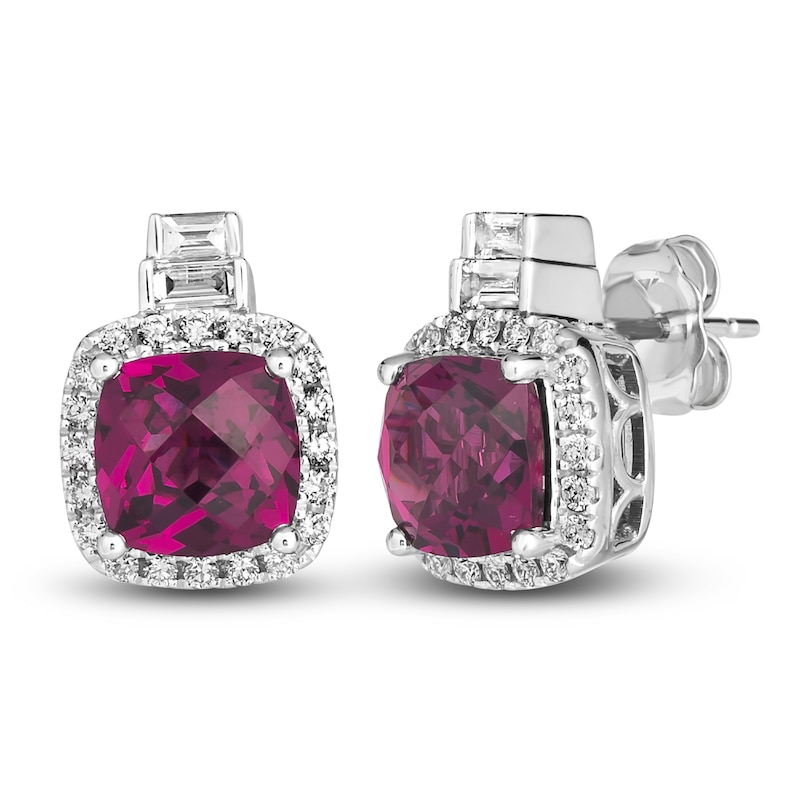 Le Vian Natural Rhodolite Garnet Earrings 3/8 ct tw Diamonds 14K Vanilla Gold