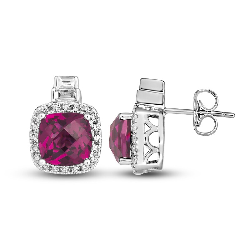 Main Image 2 of Le Vian Natural Rhodolite Garnet Earrings 3/8 ct tw Diamonds 14K Vanilla Gold