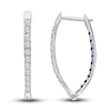 Kallati Natural Blue Sapphire Hoop Earrings 1-1/8 ct tw Diamonds 14K White Gold