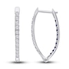 Thumbnail Image 1 of Kallati Round-Cut Natural Blue Sapphire Hoop Earrings 1-1/8 ct tw Diamonds 14K White Gold