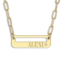 High-Polish Name Link Necklace Diamond Accent Yellow Gold-Plated Sterling Silver 18"