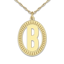 Initial Pendant Necklace 14K Yellow Gold 18"