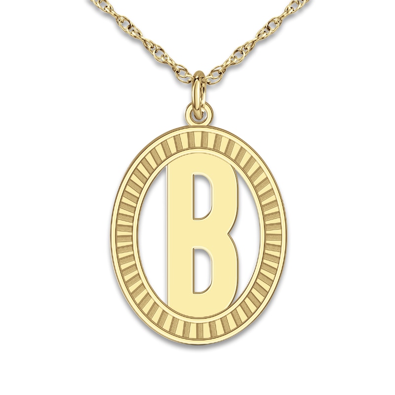Main Image 1 of Initial Pendant Necklace 14K Yellow Gold 18"