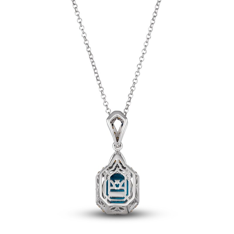 Main Image 3 of Le Vian Natural Blue Topaz Pendant Necklace 1/2 ct tw Round 14K Vanilla Gold 19"