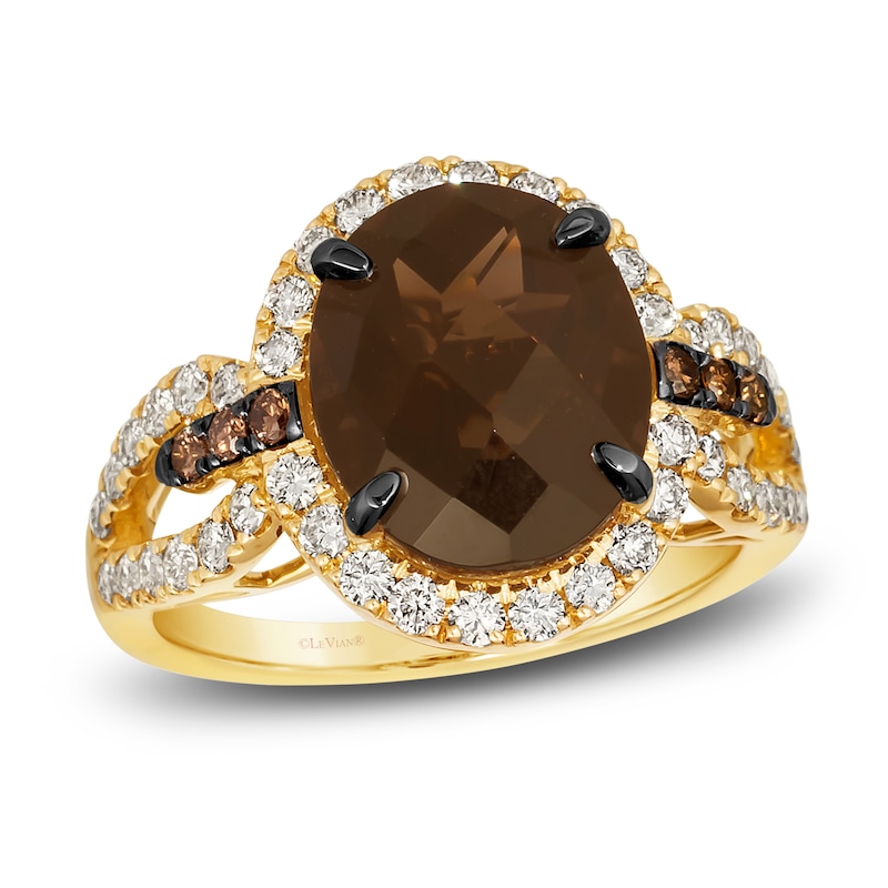 Le Vian Natural Chocolate Quartz Ring 7/8 ct tw Round 14K Honey Gold ...