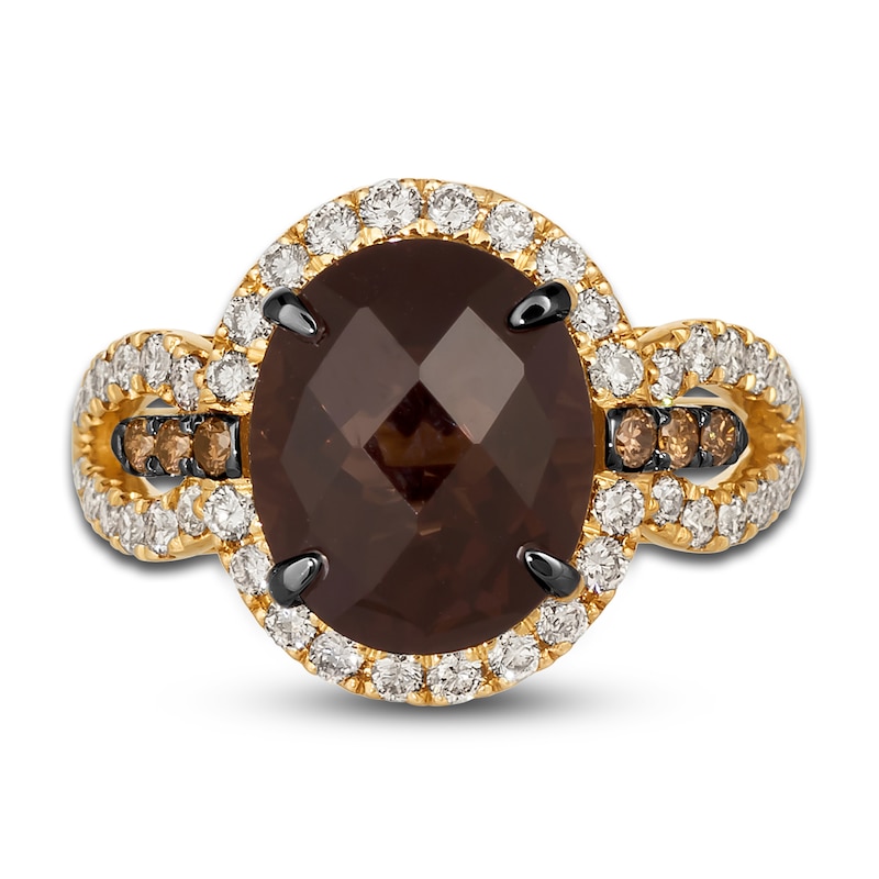 Main Image 3 of Le Vian Natural Chocolate Quartz Ring 7/8 ct tw Round 14K Honey Gold