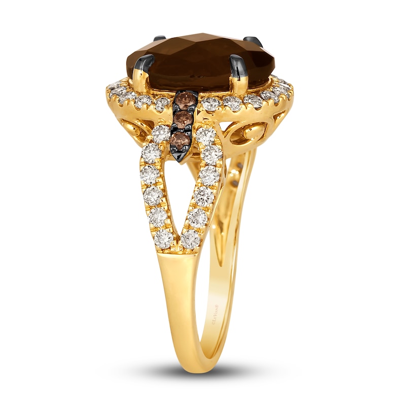 Main Image 4 of Le Vian Natural Chocolate Quartz Ring 7/8 ct tw Round 14K Honey Gold