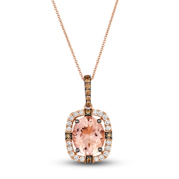 Le Vian Natural Morganite Pendant Necklace 1/2 ct tw Diamonds 14K Strawberry Gold 19"