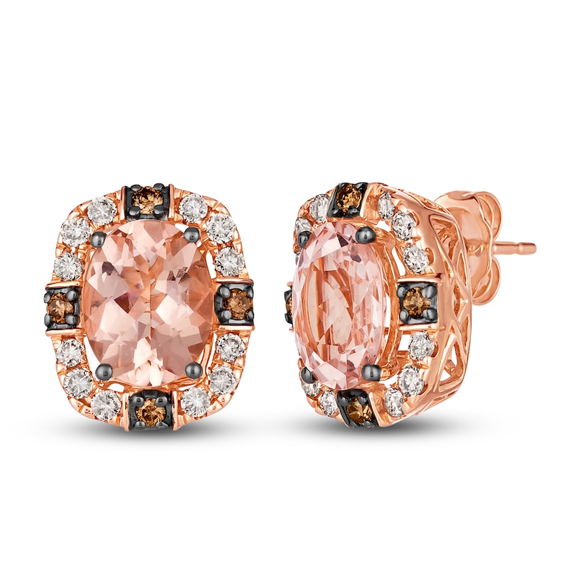 Le Vian Natural Morganite Stud Earrings 1/2 ct tw Diamonds 14K Strawberry Gold