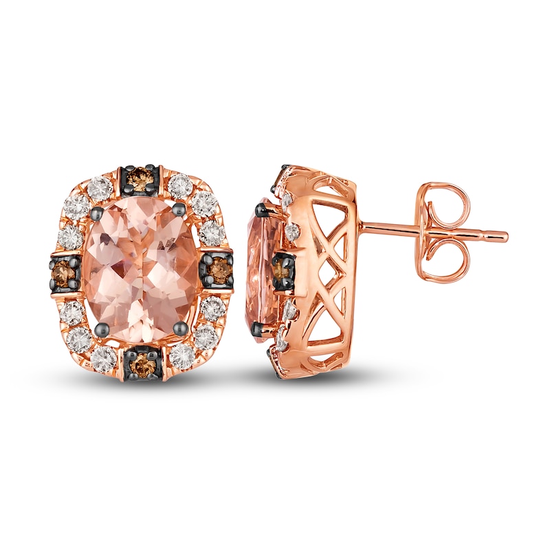 Main Image 2 of Le Vian Natural Morganite Stud Earrings 1/2 ct tw Diamonds 14K Strawberry Gold