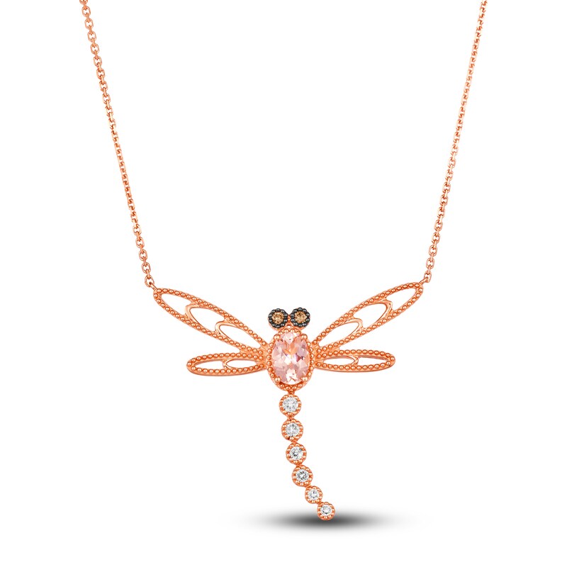 Main Image 1 of Le Vian Natural Morganite Dragonfly Necklace 1/5 ct tw Diamonds 14K Strawberry Gold 19"