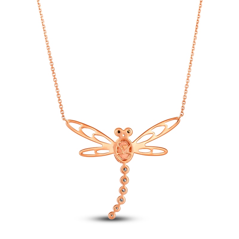 Main Image 3 of Le Vian Natural Morganite Dragonfly Necklace 1/5 ct tw Diamonds 14K Strawberry Gold 19"