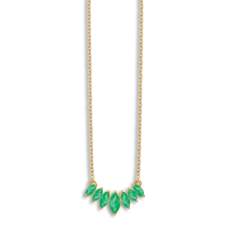 Main Image 2 of Natural Emerald Marquise Necklace 14K Yellow Gold 18"