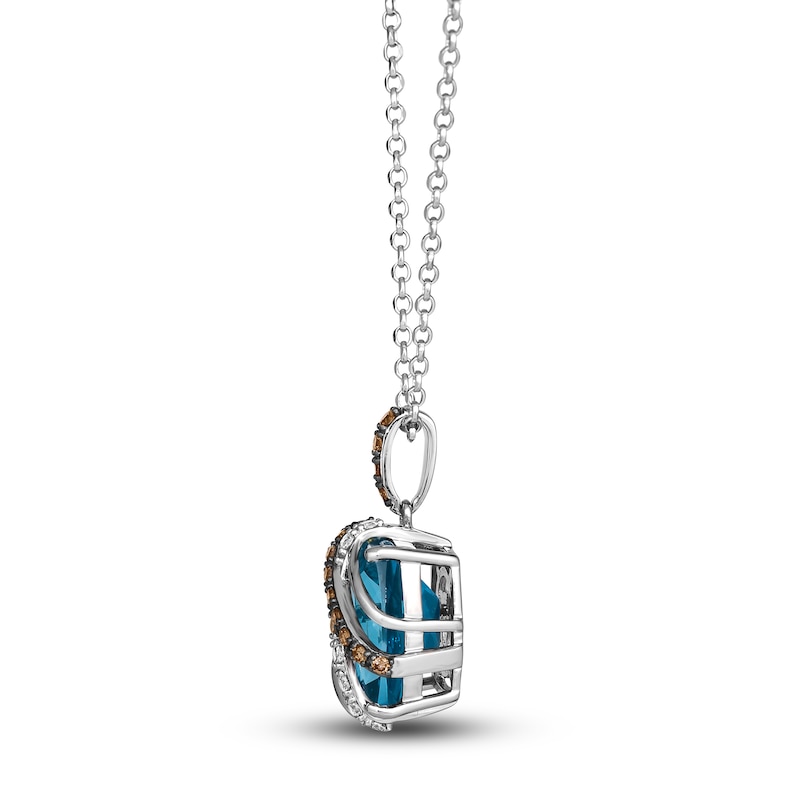 Main Image 2 of Le Vian Natural Blue Topaz Pendant Necklace 1/4 ct tw Diamonds 14K Vanilla Gold 19"