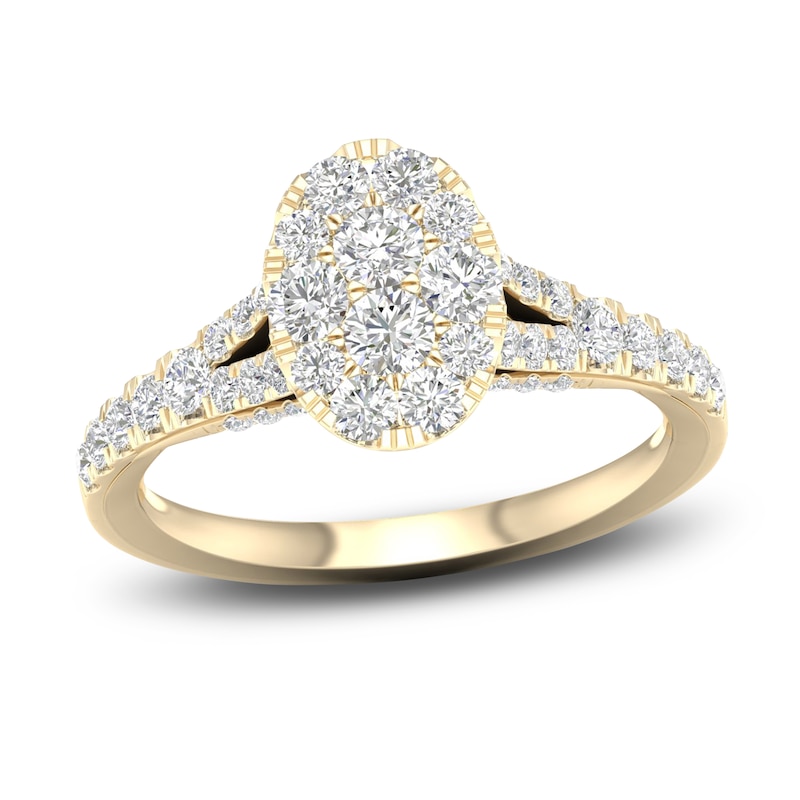 Main Image 1 of Diamond Oval Engagement Ring 1 ct tw Round 14K Yellow Gold