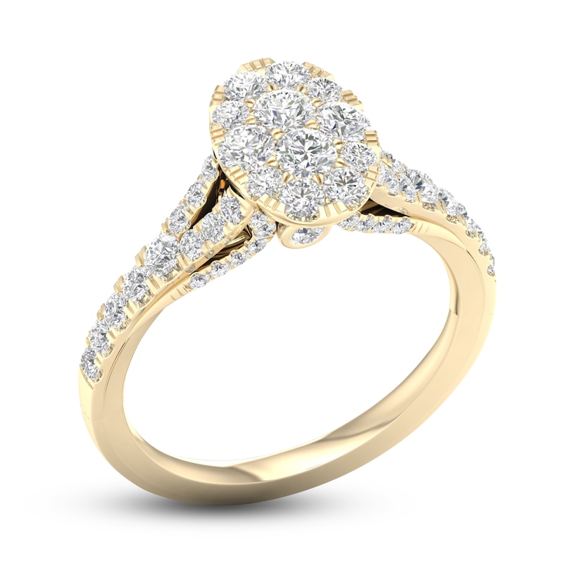 Main Image 2 of Diamond Oval Engagement Ring 1 ct tw Round 14K Yellow Gold
