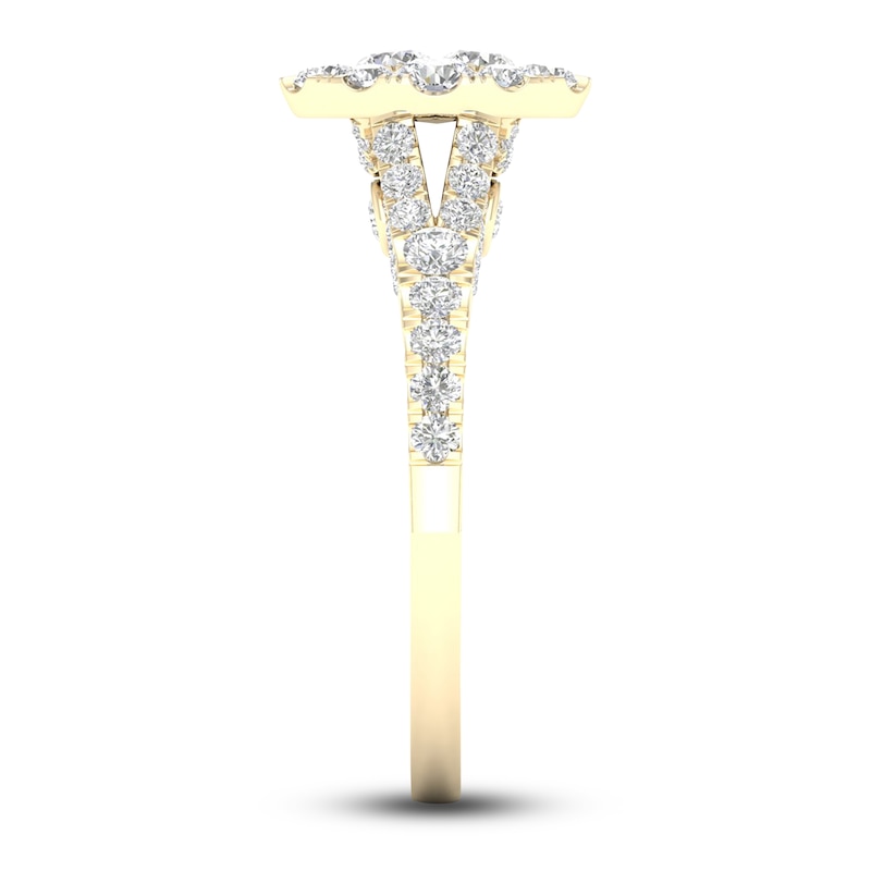 Main Image 3 of Diamond Oval Engagement Ring 1 ct tw Round 14K Yellow Gold