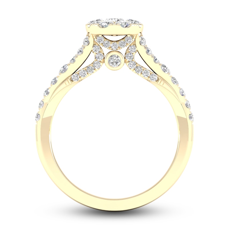 Main Image 4 of Diamond Oval Engagement Ring 1 ct tw Round 14K Yellow Gold