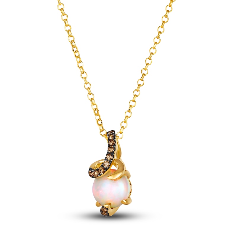 Le Vian Wrapped In Chocolate Diamond Natural Opal Necklace 1/8 ct tw Round 14K Honey Gold 19"