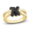 Thumbnail Image 0 of Y-Knot Black Diamond Ring 1/4 ct tw Round 14K Yellow Gold