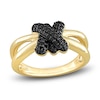 Thumbnail Image 1 of Y-Knot Black Diamond Ring 1/4 ct tw Round 14K Yellow Gold