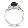 Thumbnail Image 2 of Y-Knot Black Diamond Ring 2-1/3 ct tw Pear/Round 14K Two-Tone Gold