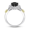 Thumbnail Image 3 of Y-Knot Black Diamond Ring 2-1/3 ct tw Pear/Round 14K Two-Tone Gold