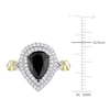 Thumbnail Image 3 of Y-Knot Black Diamond Ring 2-1/3 ct tw Pear/Round 14K Two-Tone Gold