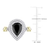 Thumbnail Image 4 of Y-Knot Black Diamond Ring 2-1/3 ct tw Pear/Round 14K Two-Tone Gold