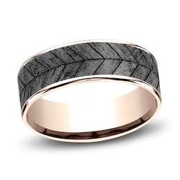 Chevron Wedding Band Tantalum/14K Rose Gold 7.5mm
