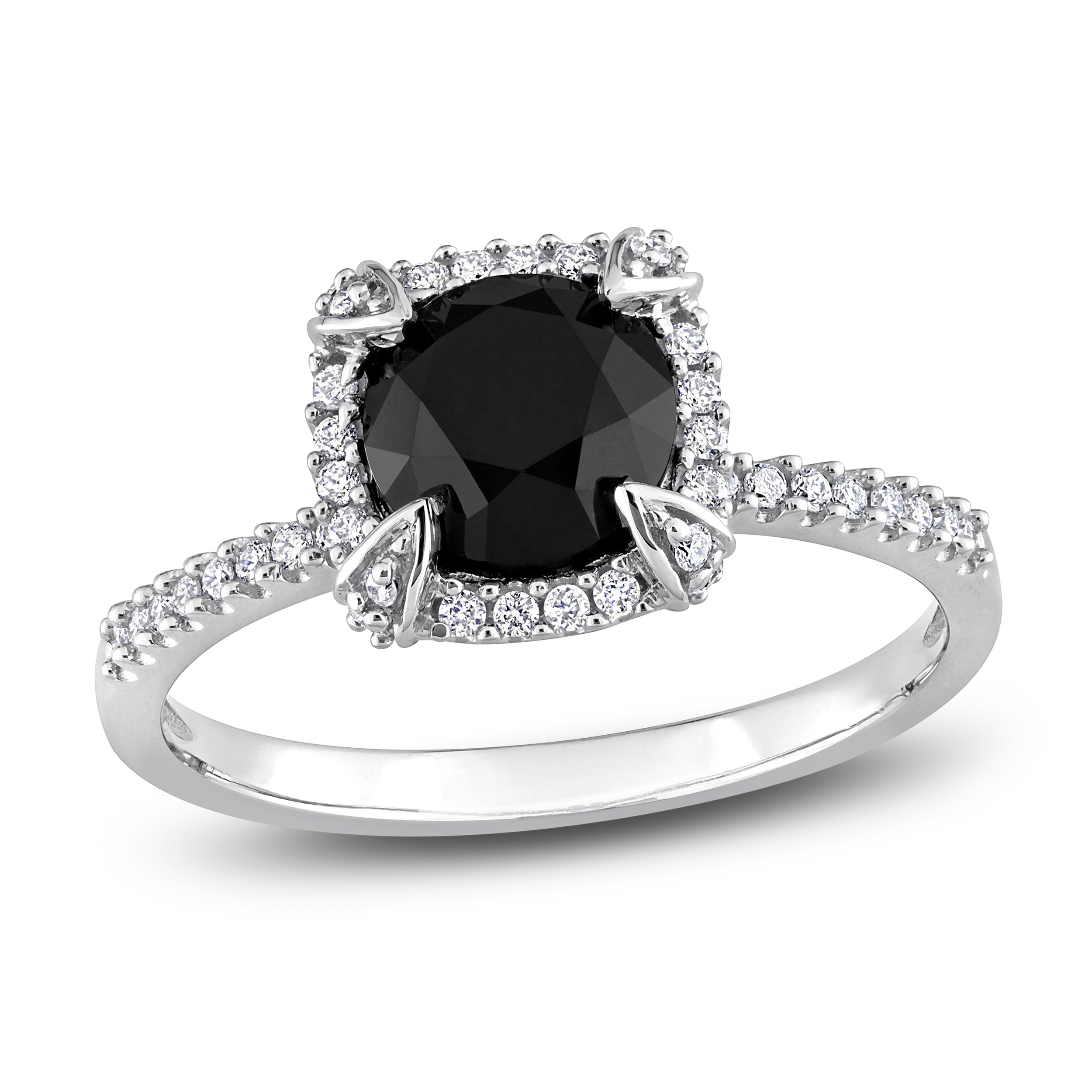 Thumbnail Image 1 of Black & White Diamond Engagement Ring 2 ct tw Round 14K White Gold