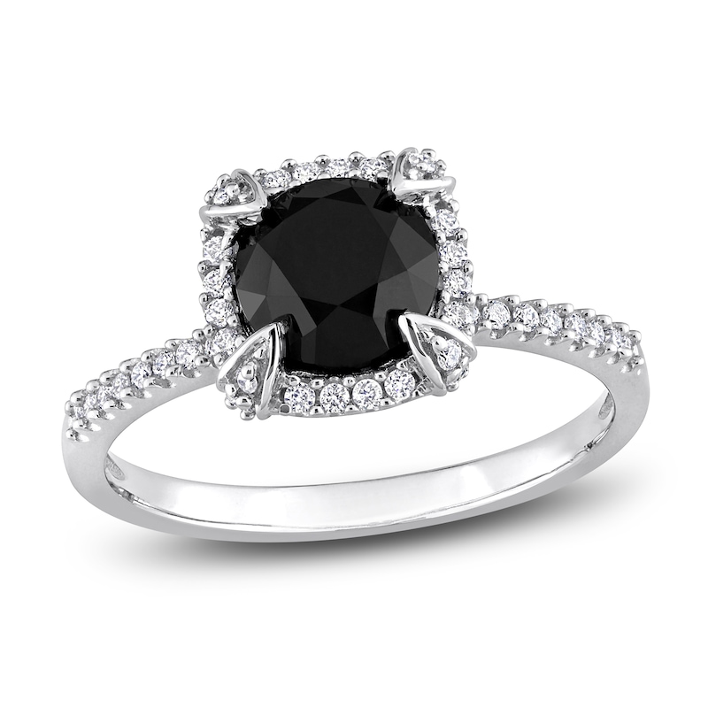 Black & White Diamond Engagement Ring 2 ct tw Round 14K White Gold | Jared