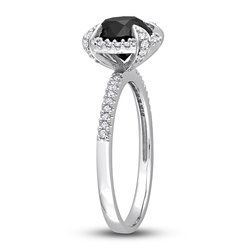 Main Image 2 of Black & White Diamond Engagement Ring 2 ct tw Round 14K White Gold