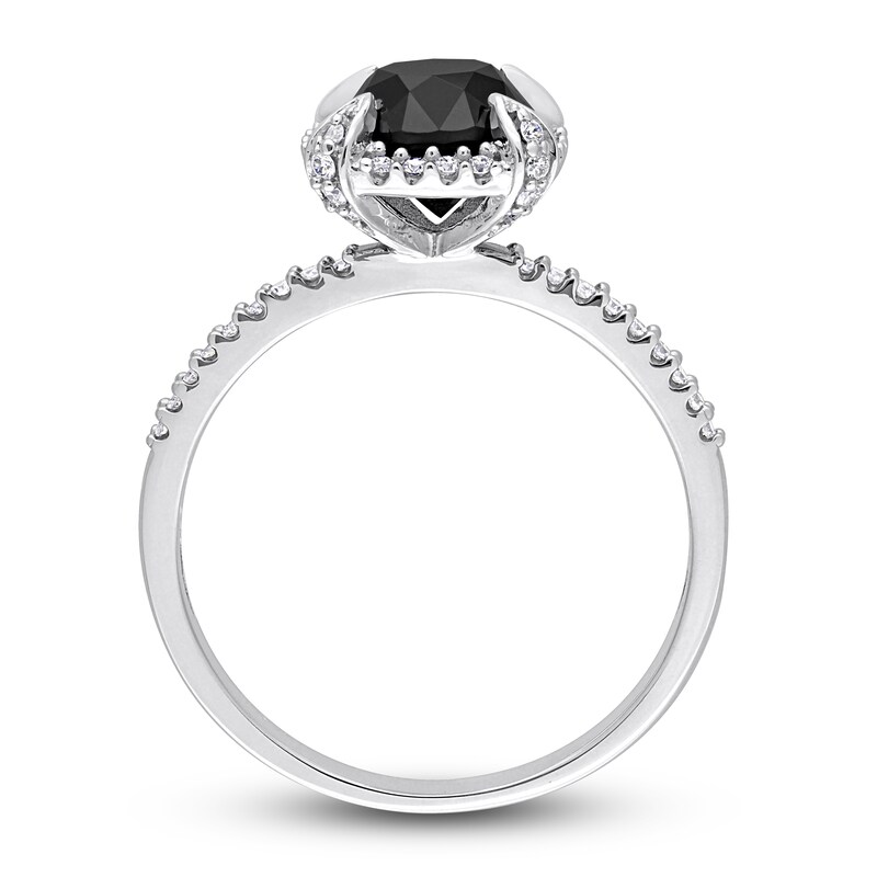 Main Image 3 of Black & White Diamond Engagement Ring 2 ct tw Round 14K White Gold