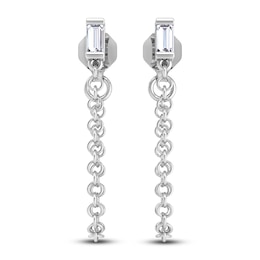 Diamond Drop Earrings 1/10 ct tw Baguette 14K White Gold
