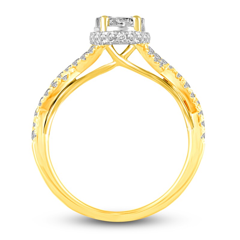 Main Image 2 of Diamond Oval Halo Engagement Ring 1 ct tw Round 14K Yellow Gold
