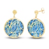 Thumbnail Image 1 of Italia D'Oro Disc Dangle Earrings Blue/Teal Enamel 14K Yellow Gold