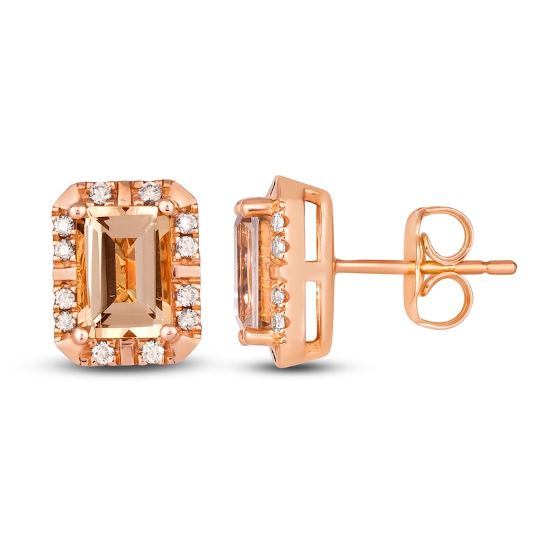 Main Image 2 of Le Vian Natural Morganite Stud Earrings 1/6 ct tw Diamonds 14K Strawberry Gold
