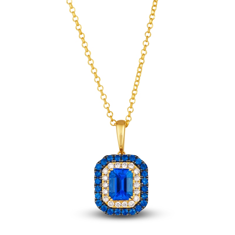 Le Vian Natural Tanzanite & Natural Sapphire Pendant Necklace 1/3 ct tw Diamonds 14K Honey Gold 19"
