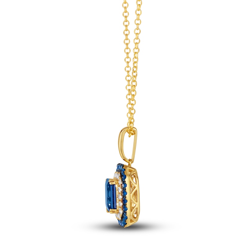 Main Image 2 of Le Vian Natural Tanzanite & Natural Sapphire Pendant Necklace 1/3 ct tw Diamonds 14K Honey Gold 19"