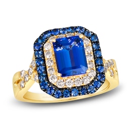 Le Vian Natural Tanzanite & Natural Sapphire Ring 1/2 ct tw Diamonds 14K Honey Gold