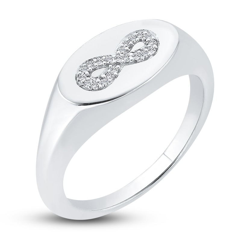 Main Image 2 of Infinity Signet Ring Diamond Accents 14K White Gold