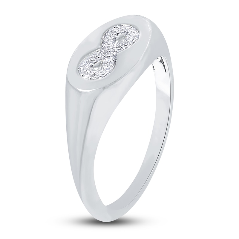Main Image 4 of Infinity Signet Ring Diamond Accents 14K White Gold
