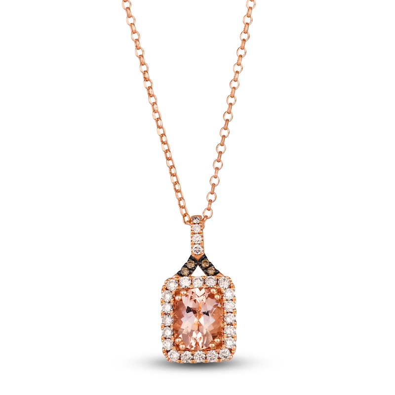 Main Image 1 of Le Vian Natural Morganite Pendant Necklace 1/2 ct tw Diamonds 14K Strawberry Gold 19"